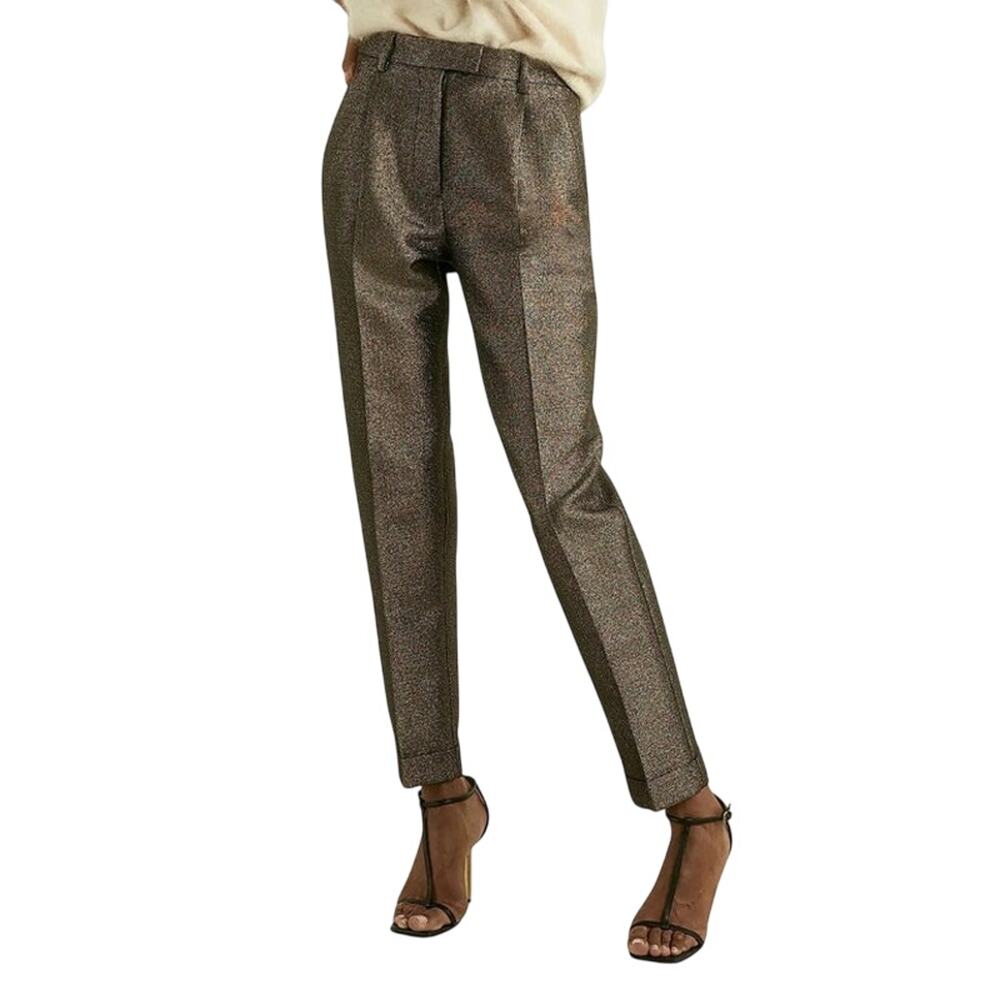 Reiss Sienna Sparkle Tapered Trousers pants gold  size 10